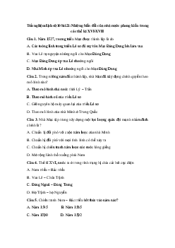 Trắc nghiệm Lịch sử 10 bài 21: Những biến đổi của nhà nước phong kiến trong các thế kỉ XVI-XVII