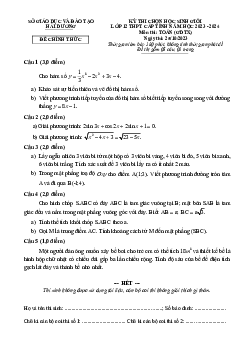 Đề học sinh giỏi Toán 12 GDTX cấp tỉnh năm 2023 – 2024 sở GD&ĐT Hải Dương