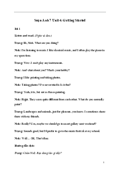 Giải Tiếng Anh 7 Unit 4: Getting Started | Global Success