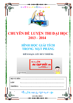 Chuyên đề Hình học giải tích phẳng – Lưu Huy Thưởng