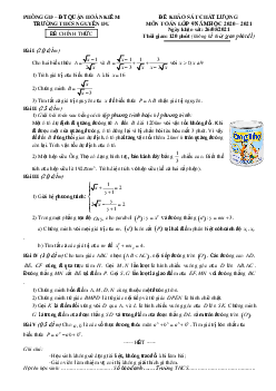 Đề KSCL môn Toán lớp 9 năm 2020 – 2021 trường THCS Nguyễn Du – Hà Nội