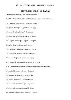 Bài tập tiếng Anh lớp 10 unit 3 On screen Friends Global