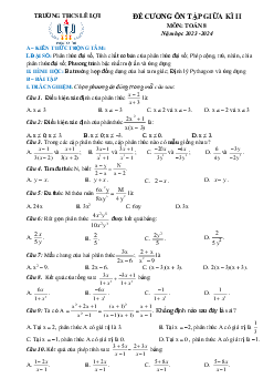 Đề cương giữa kì 2 Toán 8 năm 2023 – 2024 trường THCS Lê Lợi – Hà Nội