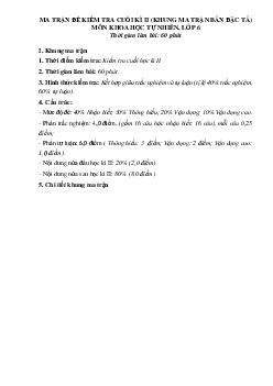 Đề thi học kì 2 môn Khoa học tự nhiên 6 năm 2022 - 2023 sách Kết nối tri thức với cuộc sống | Đề 2