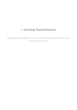 1. Self-study Reported Speech | Advanced grammar | Đại học Khoa học Xã hội và Nhân văn, Đại học Quốc gia Thành phố HCM