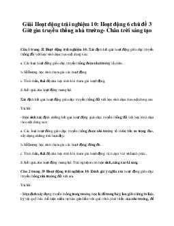 Giải Hoạt động trải nghiệm 10: Hoạt động 6 chủ đề 3 Chân Trời Sáng Tạo