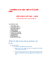 Mối quan hệ giữa vật chất và ý thức - Triết học Mác Lenin | Đại học Kinh Tế Quốc Dân