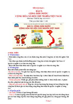 Giáo án GDCD 6 Bài 9: Công dân Nước Cộng Hòa Xã Hội Chủ Nghĩa Việt Nam  | Chân trời sáng tạo