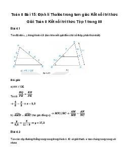 Giải Toán 8 Bài 15: Định lí Thalès trong tam giác | Kết nối tri thức