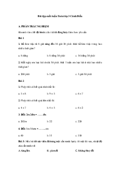 Phiếu bài tập cuối tuần Toán lớp 3 - Tuần 17 ( cơ bản ) | Cánh Diều