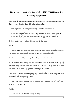Hoạt động trải nghiệm 8: Tiết kiệm và thực hiện công việc gia đình | Kết nối tri thức