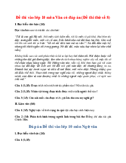 Đề thi vào lớp 10 môn Văn có đáp án (Đề thi thử số 8)