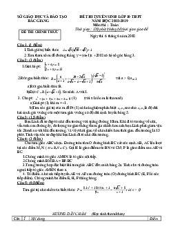 Đề Toán tuyển sinh vào lớp 10 THPT 2018 – 2019 sở GD và ĐT Bắc Giang