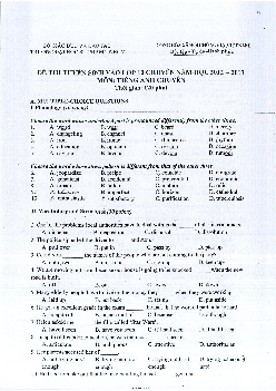 Đề thi Tuyển sinh vào lớp 10 Đại học Sư phạm TP HCM môn thi Tiếng Anh (chuyên) năm 2012-2013