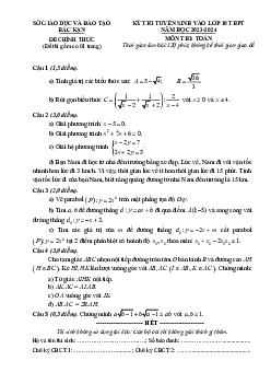 Đề tuyển sinh lớp 10 môn Toán năm 2023 – 2024 sở GD&ĐT Bắc Kạn