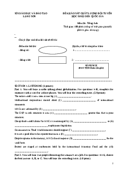 Kì thi chọn đội tuyển chính thức dự thi HSG quốc gia lớp 12 THPT tỉnh Lạng Sơn năm học 2019-2020 môn thi Tiếng Anh
