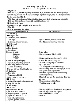 Giáo án môn Tiếng Việt 1 - Tuần 10 | sách Cùng học để phát triển năng lực