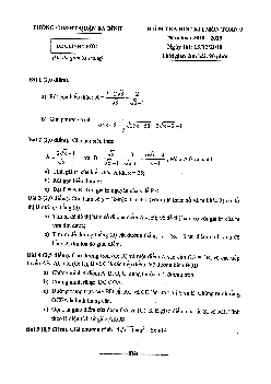 Đề kiểm tra học kỳ I Toán 9 năm học 2018 – 2019 phòng GD&ĐT Ba Đình – Hà Nội