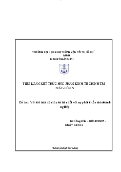 Tiểu luận: vai trò của tích lũy tư bản đối với sự phát triển của doanh nghiệp