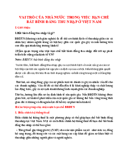 Vai trò của nhà nước trong việc hạn chế bất bình đẳng thu nhập ở Việt Nam?