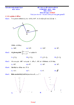 Đề thi tuyển sinh 10 THPT chuyên năm 2023-2024 môn toán Sở GD Bắc Ninh (có đáp án và lời giải chi tiết)