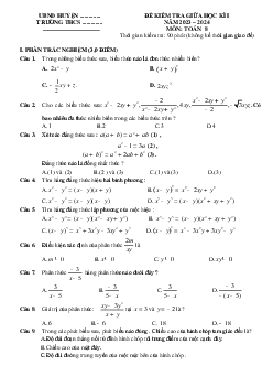 Đề thi giữa học kì 1 môn Toán lớp 8 năm 2023 - 2024 KNTT - Đề 6