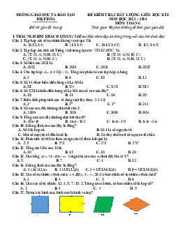 Đề giữa học kì 1 Toán 6 năm 2023 – 2024 phòng GD&ĐT Hiệp Hòa – Bắc Giang