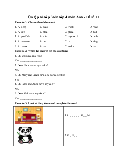 Ôn tập hè lớp 3 lên lớp 4 môn Anh - Đề số 11