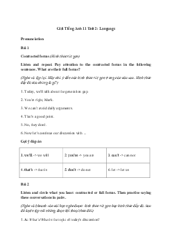 Giải Tiếng Anh 11 Unit 2: Language