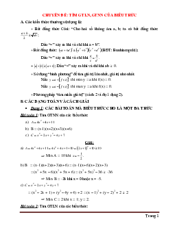 Chuyên đề tìm GTLN, GTNN của biểu thức Toán 8