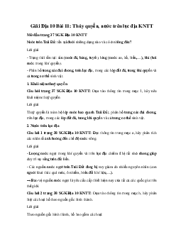 Giải Địa 10 Bài 11: Thủy quyển, nước trên lục địa KNTT