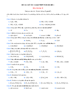 Đề thi thử THPT Quốc gia 2023 môn Hóa học bám sát đề minh họa - Đề 1 (có đáp án)