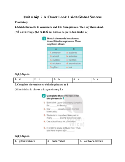 Unit 6 lớp 7 A Closer Look 1 sách Global Success