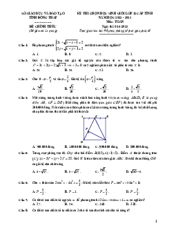 Đề học sinh giỏi Toán 12 cấp tỉnh năm 2022 – 2023 sở GD&ĐT Đồng Tháp