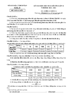 Đề thi học sinh giỏi môn Địa 12 Sở GD-ĐT Nghệ An 2021-2022 (có đáp án)
