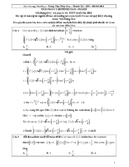 Bài tập tích phân vận dụng cao có lời giải chi tiết – Lương Văn Huy Toán 12