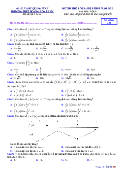 Đề thi thử THPT Quốc gia 2022 môn Toán trường THPT Hoàng Hoa Thám, Quảng Ninh