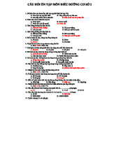 CÂU HỎI ÔN TẬP ĐIỀU DƯỠNG CƠ SỞ 2 - TÀI LIỆU THAM KHẢO