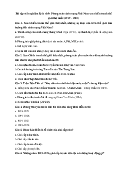 Bài tập trắc nghiệm Lịch sử 9: Phong trào cách mạng Việt Nam sau chiến tranh thế giới thứ nhất (1919 - 1925)