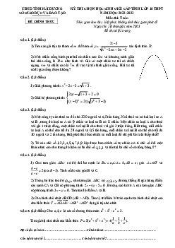 Đề học sinh giỏi Toán 10 cấp tỉnh năm 2022 – 2023 sở GD&ĐT Hải Dương