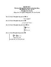 Đề Thi Số 2 Môn Phương trình vi phân & Đạo Hàm riêng | Phương trình vi phân | Trường Đại học Khoa học Tự nhiên, Đại học Quốc gia Hà Nội