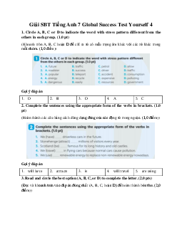 Giải SBT Tiếng Anh 7 Global Success Test Yourself 4