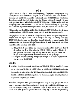 Câu hỏi tình huống về giao dịch Thương mại quốc tế