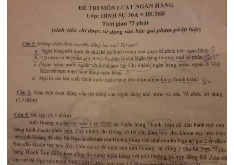 Đề thi cuối kỳ học phần Luật ngân hàng năm 2024 - 2025 | Đại học Luật Thành phố Hồ Chí Minh