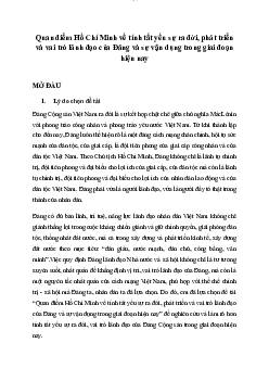 Mẫu tiểu luận Tư tưởng Hồ Chí Minh về Đảng Cộng Sản Việt Nam