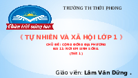 Giáo án điện tử Tự nhiên và xã hội 1 bài 11 Chân trời sáng tạo : Nơi em sinh sống