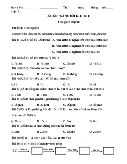 Đề cương ôn tập học kì 2 môn Toán lớp 3 - đề 1 | Kết nối tri thức năm 2024