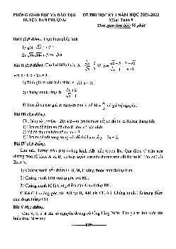 Đề thi học kỳ 1 Toán 9 năm 2021 – 2022 phòng GD&ĐT Đan Phượng – Hà Nội