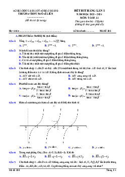 Đề thi tháng lần 1 Toán 11 năm 2023 – 2024 trường THPT Ngô Sĩ Liên – Bắc Giang