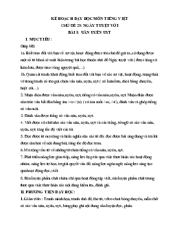 Chủ đề 20: Ngày tuyệt vời | Bài 1 | Giáo án Tiếng Việt 1 bộ sách Chân trời sáng tạo